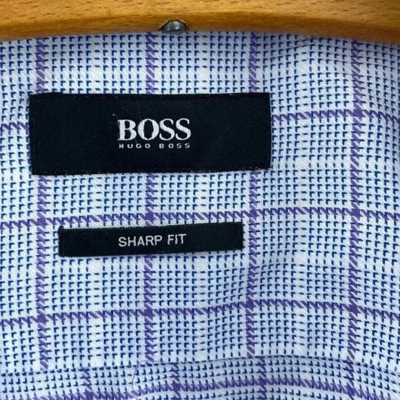 Hugo Boss sharp fit Shirt Long Sleeve Button Down Mens 16.5 blue 2743 - Picture 2 of 8